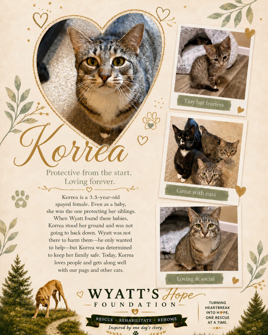 Korrea, a cat cared for by Wyatt's Hope